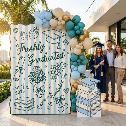 Freshly Graduated Graduation Party Backdrop Set - display 1