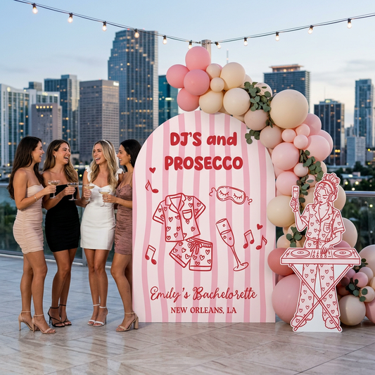 DJs and Prosecco Bachelorette Party Backdrop Set - display 1