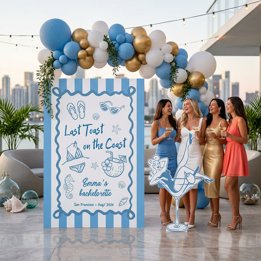 Last Toast on the Coast Bachelorette Backdrop Set - display 1