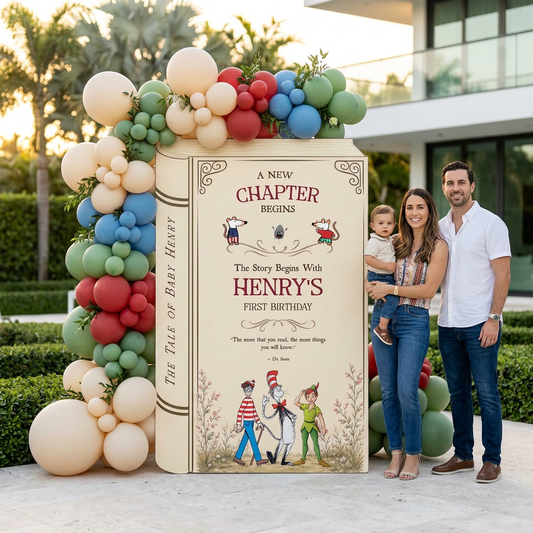 One for the Books Storybook Backdrop (Tale of Baby), First Birthday, Giant Book Cutout, Personalized First Birthday Sign, Book Themed Party Decor