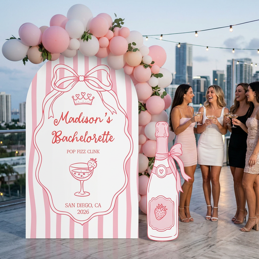 Pop Fizz Clink Bachelorette Party Backdrop Set - display 1