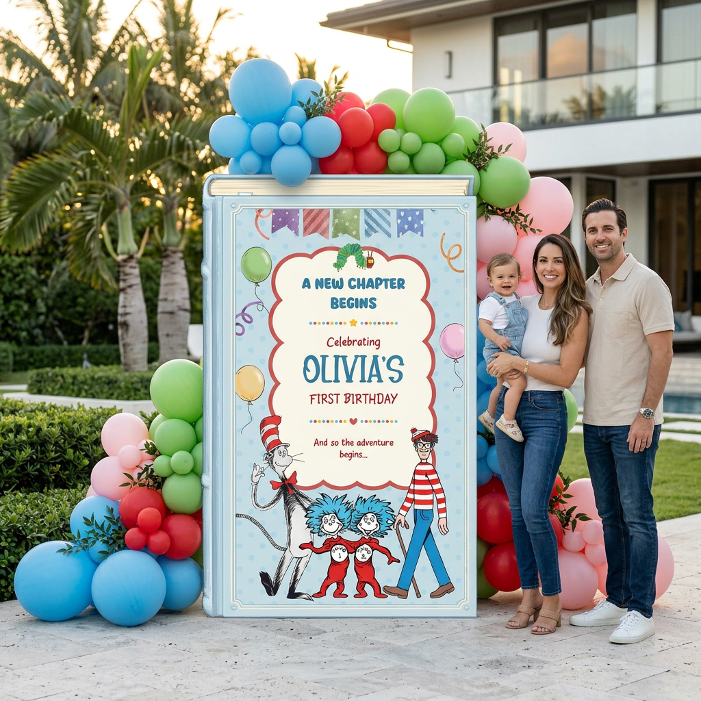One for the Books Storybook Backdrop (Polka Dot Party)