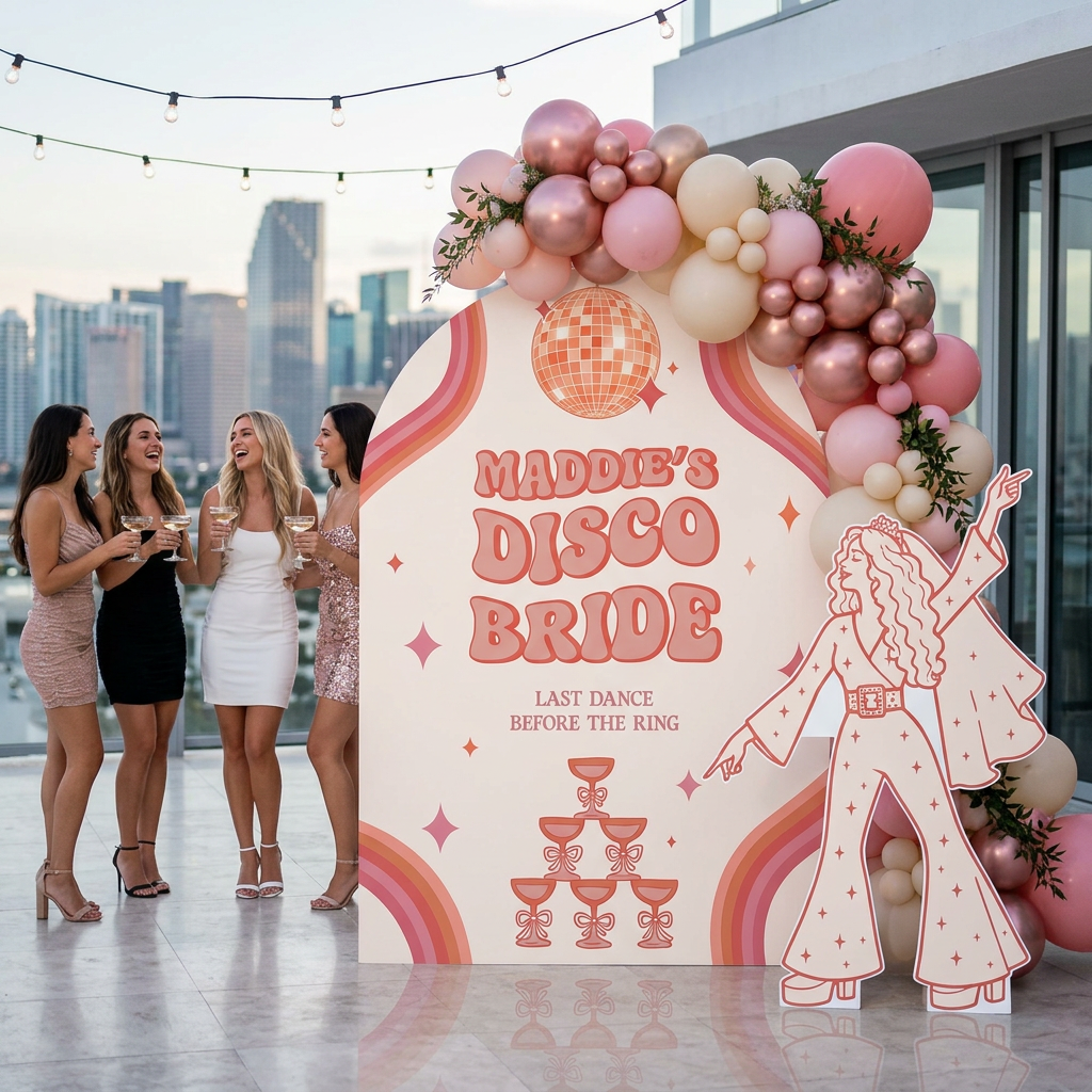Disco Bride Bachelorette Party Backdrop Set - display 1