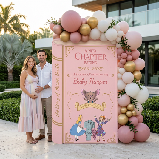 A New Chapter Begins Storybook Backdrop (Blush Pink Chapter), Baby Shower, Giant Book Cutout, Personalized Baby Shower Sign, Book Themed Party Decor