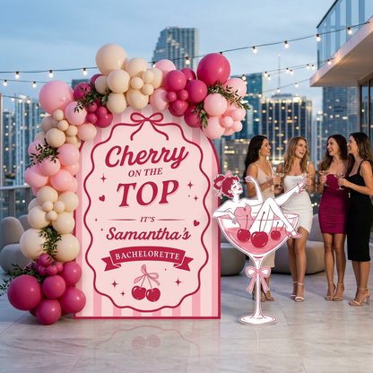 Cherry on Top Bachelorette Party Backdrop Set - display 1