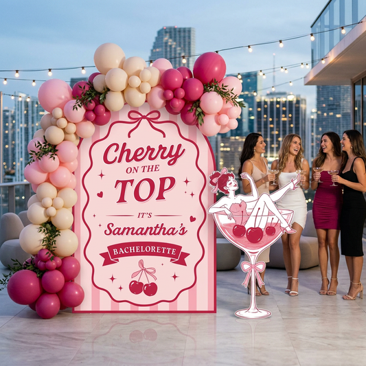 Cherry on Top Bachelorette Party Backdrop Set - display 1