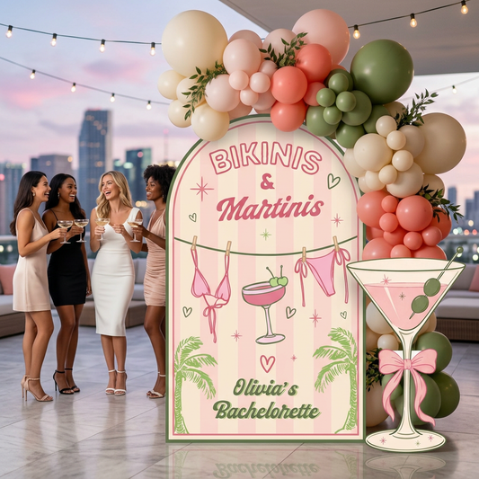 Bikinis and Martinis Bachelorette Party Backdrop Set - display 1