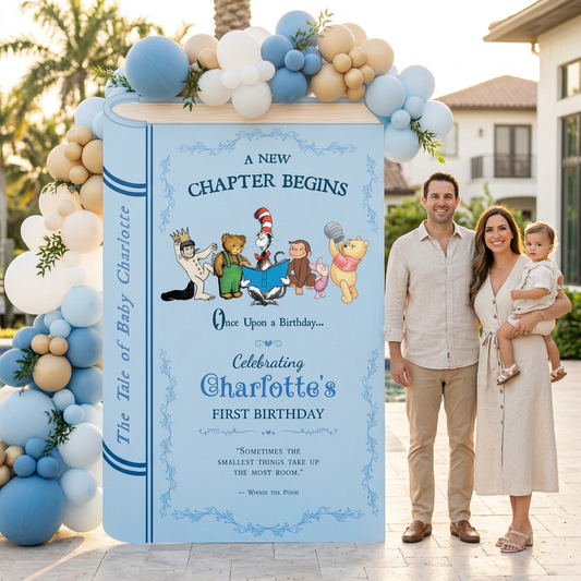 One for the Books Storybook Backdrop (Powder Blue Tale), First Birthday, Giant Book Cutout, Personalized First Birthday Sign, Book Themed Party Decor