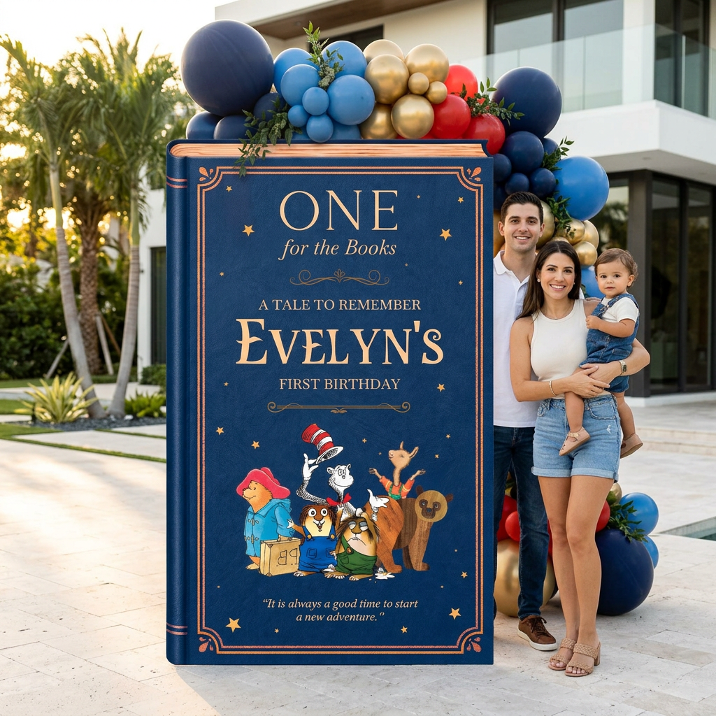 One for the Books Storybook Backdrop (Navy Storyteller)