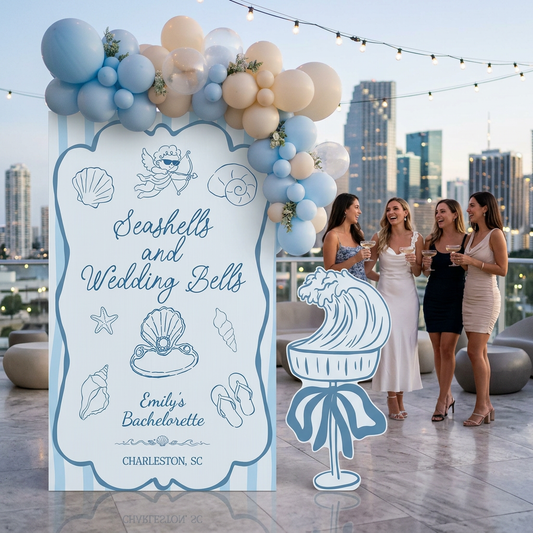 Seashells and Wedding Bells Bachelorette Backdrop Set - display 1
