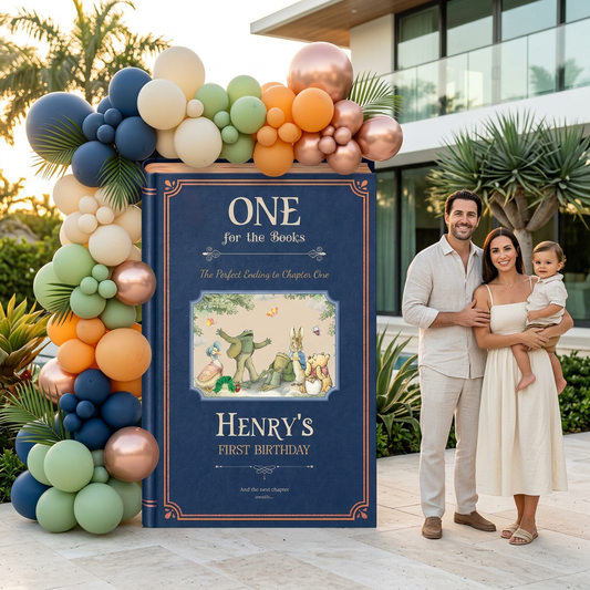 One for the Books Storybook Backdrop (Midnight Framed), First Birthday, Giant Book Cutout, Personalized First Birthday Sign, Book Themed Party Decor