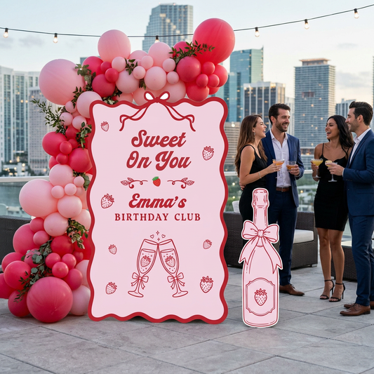 Sweet On You Strawberry Birthday Club Backdrop Set - display 1