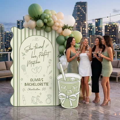 She Found Her Perfect Matcha Bachelorette Backdrop Set - display 1