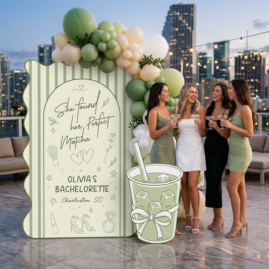 She Found Her Perfect Matcha Bachelorette Backdrop Set - display 1