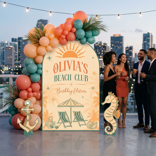 Beach Club Birthday Party Arch Sign Set - display 1