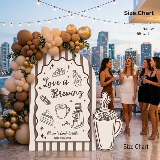 Love Is Brewing Bachelorette Party Backdrop Set - display 1