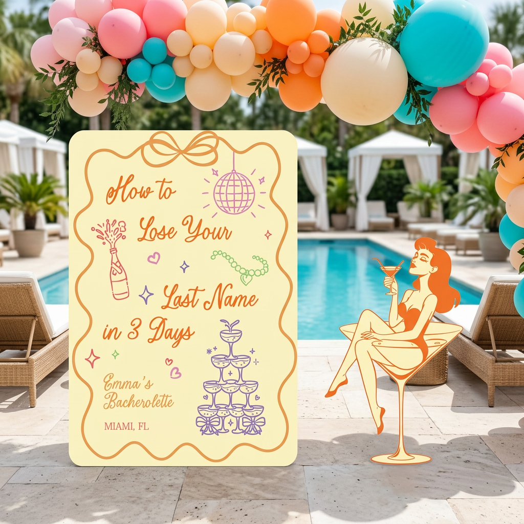 Lose Your Last Name Bachelorette Backdrop Set - display 2