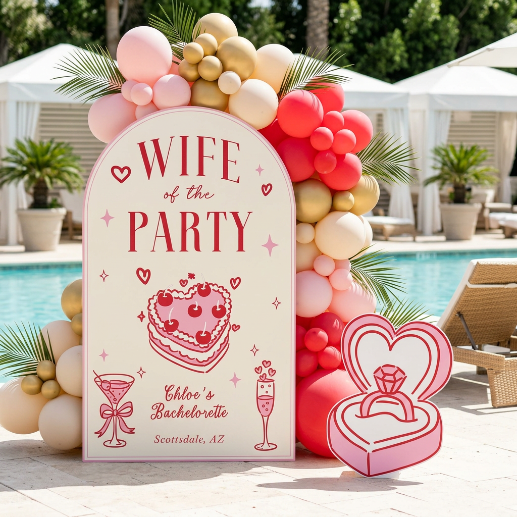 Wife of the Party Bachelorette Backdrop Set - display 2