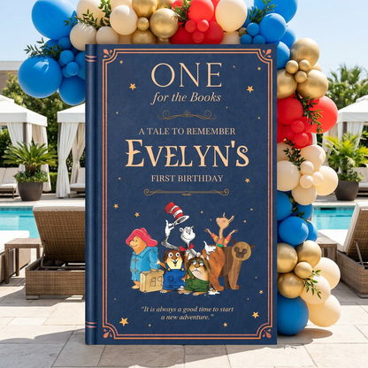 One for the Books Storybook Backdrop (Navy Storyteller)