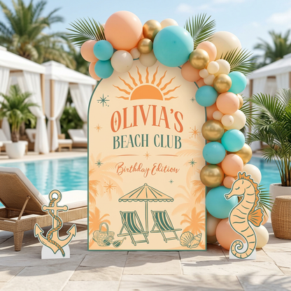 Beach Club Birthday Party Arch Sign Set - display 2