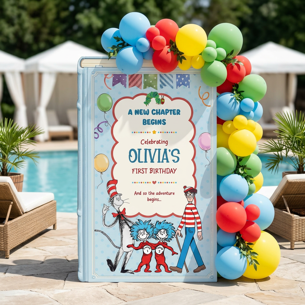 One for the Books Storybook Backdrop (Polka Dot Party)