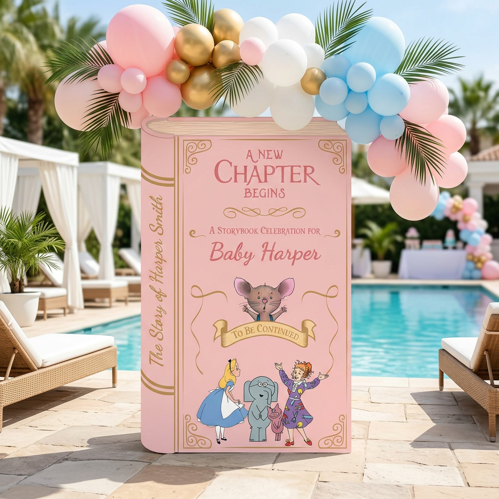 A New Chapter Begins Storybook Backdrop (Blush Pink Chapter)