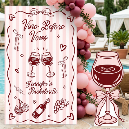 Vino Before Vows Bachelorette Party Backdrop Set - display 2
