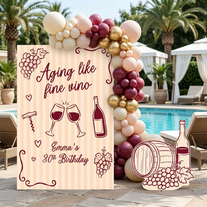 Aging Like Fine Vino Birthday Party Backdrop Set - display 2