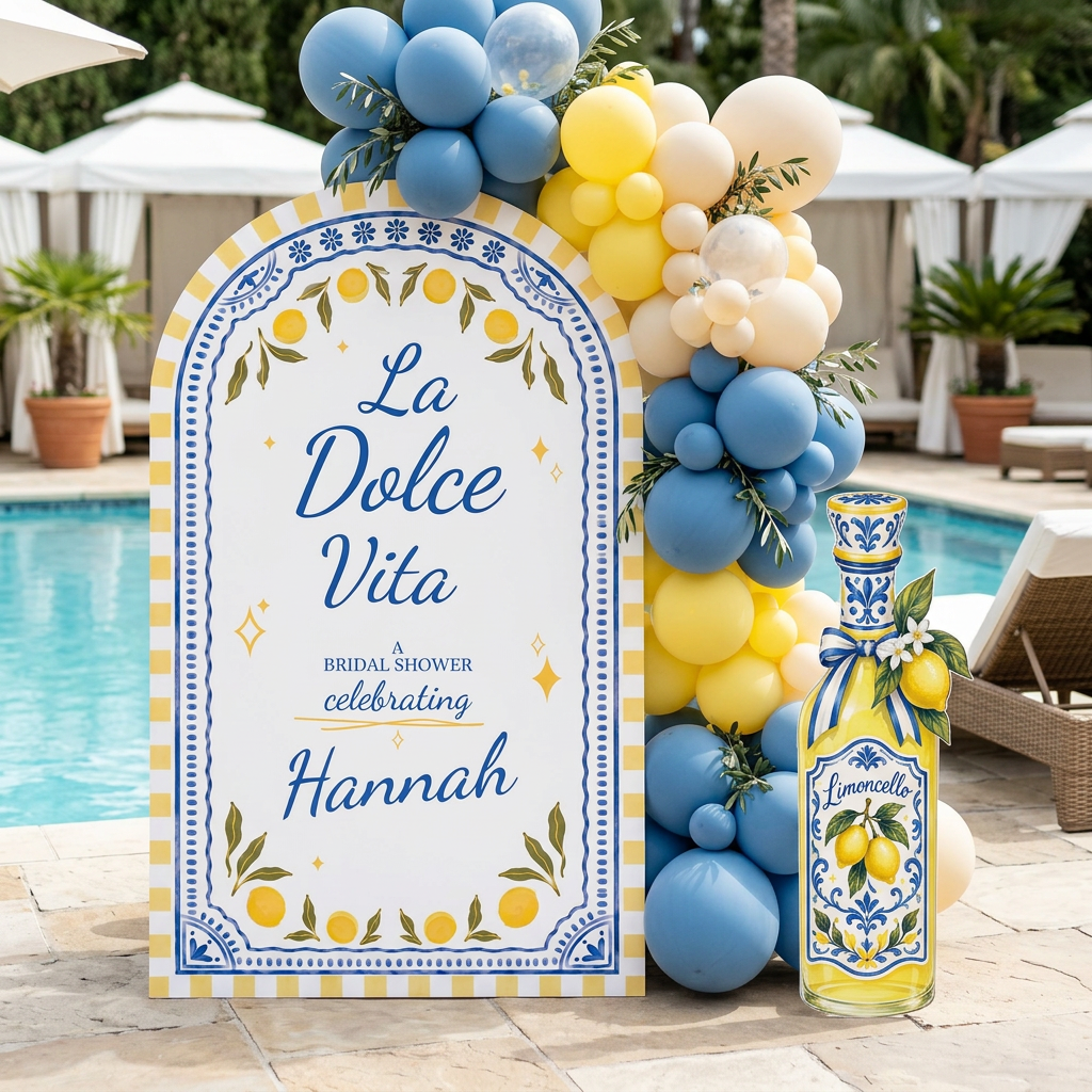 La Dolce Vita Italian Lemon Bridal Shower Backdrop Set - display 2