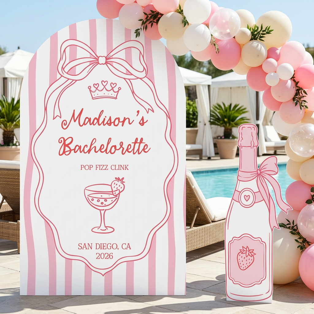 Pop Fizz Clink Bachelorette Party Backdrop Set - display 2