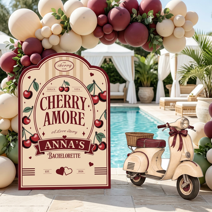 Cherry Amore Bachelorette Party Backdrop Set - display 2