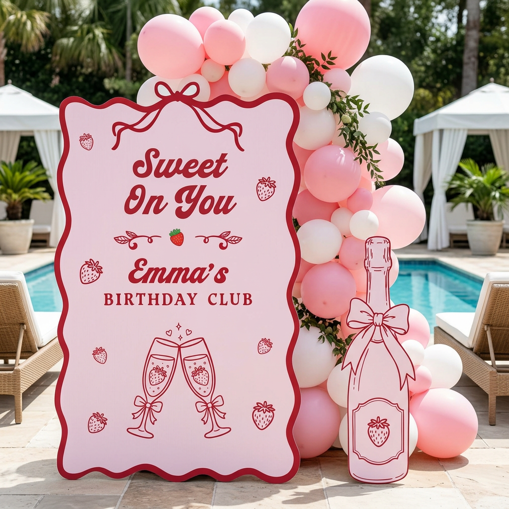 Sweet On You Strawberry Birthday Club Backdrop Set - display 2