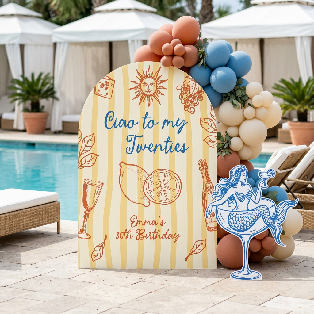 Ciao to My Twenties Birthday Party Backdrop Set - display 2