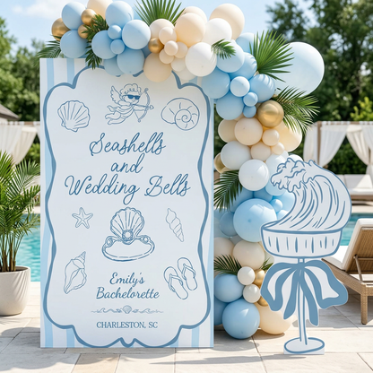 Seashells and Wedding Bells Bachelorette Backdrop Set - display 2