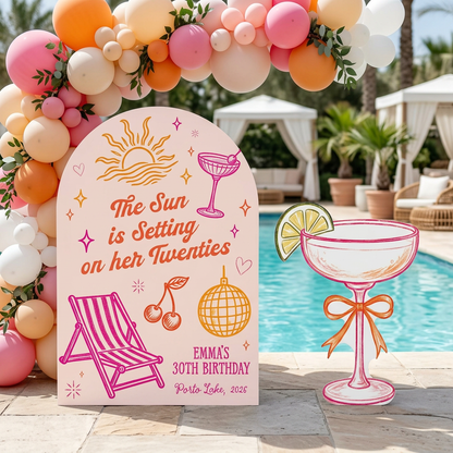 Sun Is Setting on Her Twenties Birthday Backdrop Set - display 2