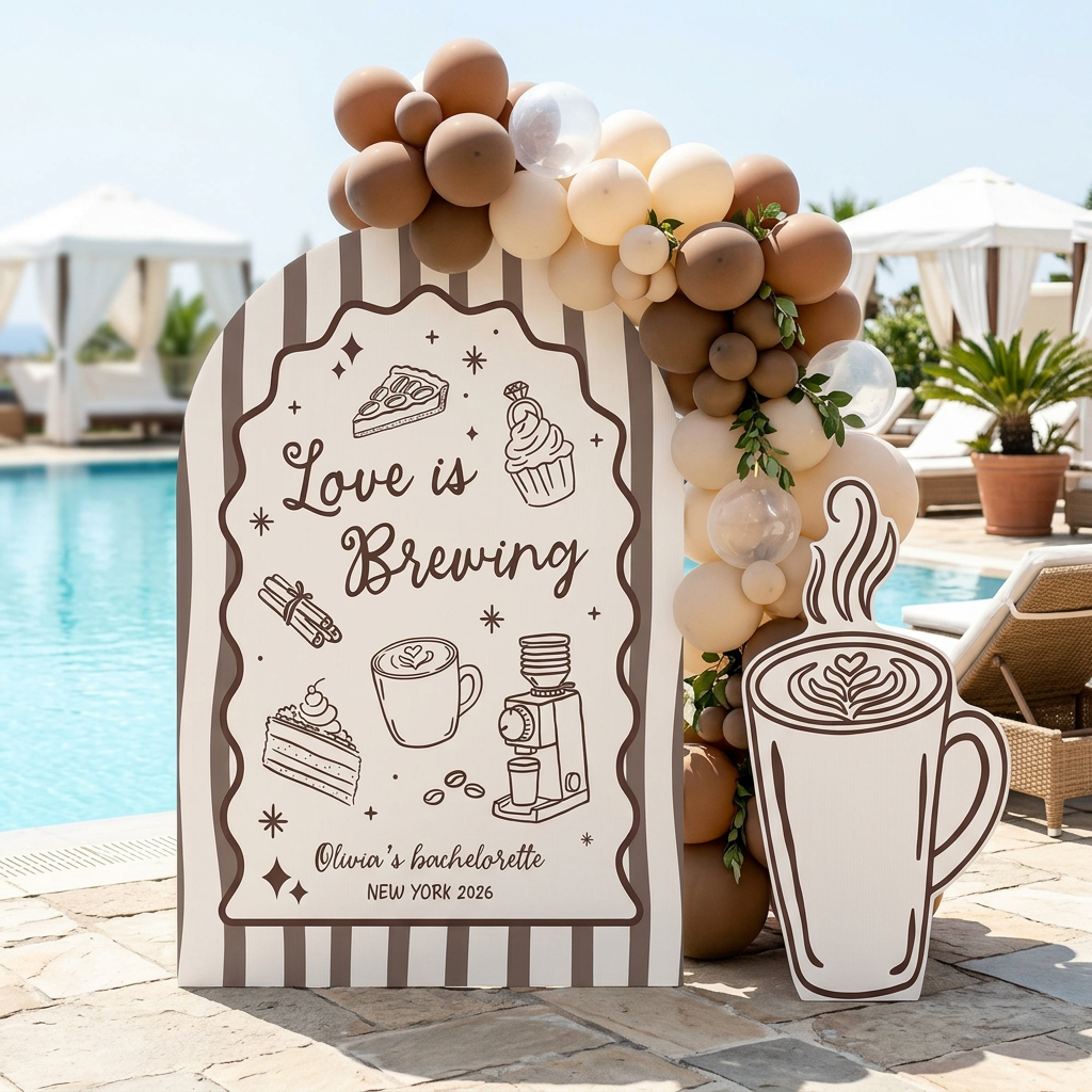 Love Is Brewing Bachelorette Party Backdrop Set - display 2