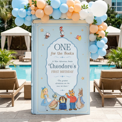 One for the Books Storybook Backdrop (Royal Blue Frame)