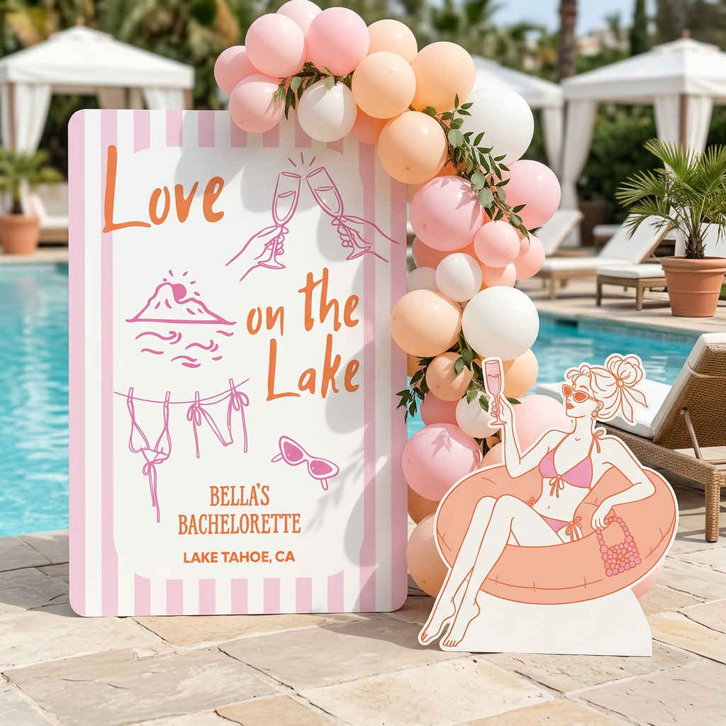 Love on the Lake Bachelorette Party Backdrop Set - display 2
