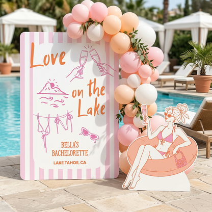 Love on the Lake Bachelorette Party Backdrop Set - display 2
