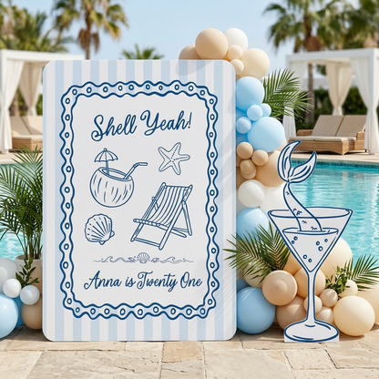 Shell Yeah Beach Birthday Backdrop Set - display 2