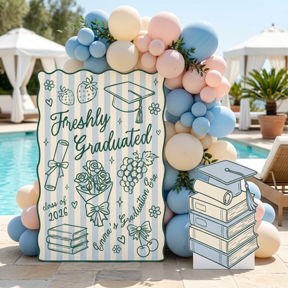 Freshly Graduated Graduation Party Backdrop Set - display 2