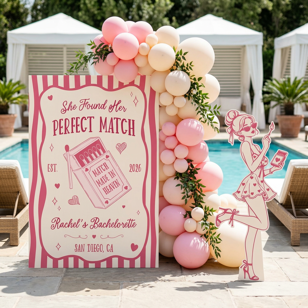 Perfect Match Bachelorette Party Backdrop Set - display 2