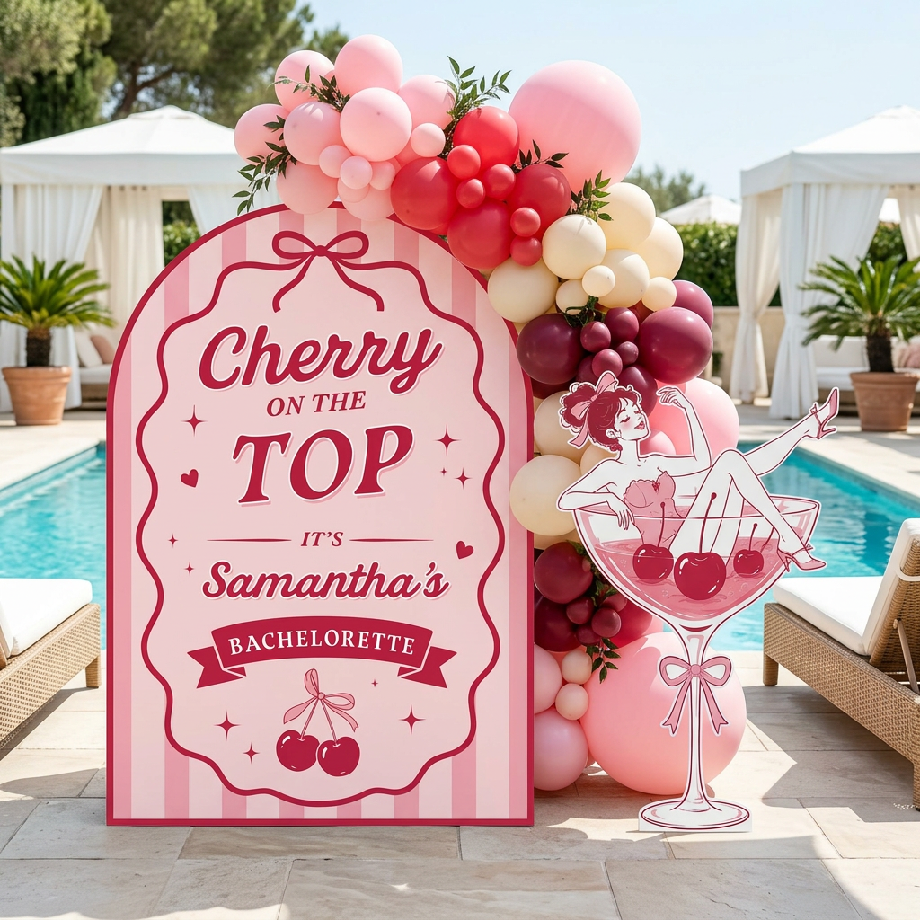 Cherry on Top Bachelorette Party Backdrop Set - display 2