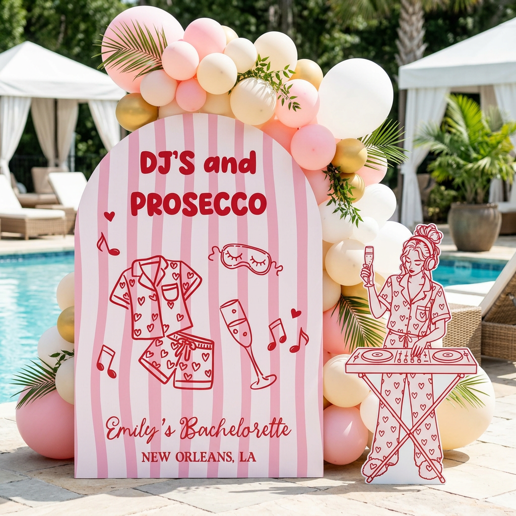 DJs and Prosecco Bachelorette Party Backdrop Set - display 2