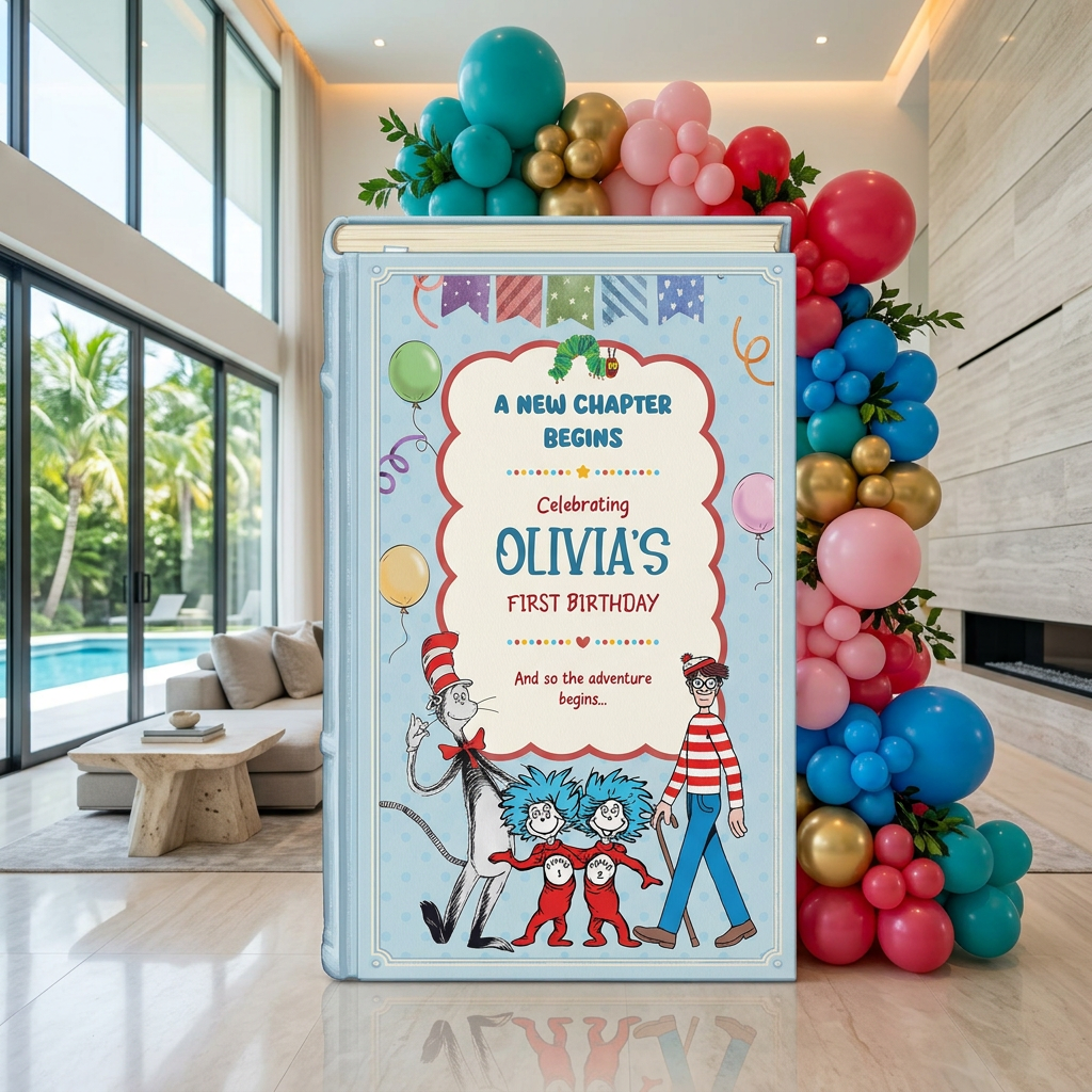 One for the Books Storybook Backdrop (Polka Dot Party)