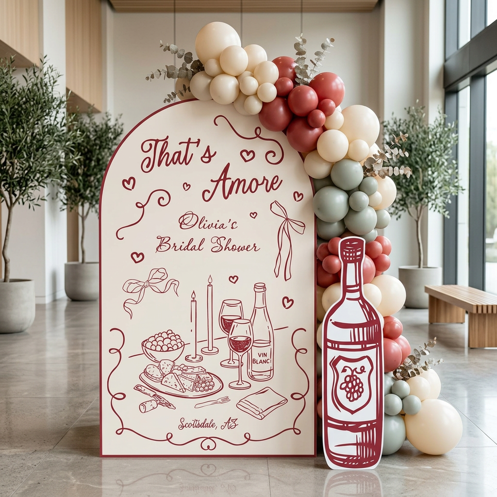That's Amore Italian Wine Bridal Shower Backdrop Set - display 3