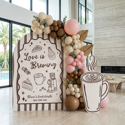 Love Is Brewing Bachelorette Party Backdrop Set - display 3