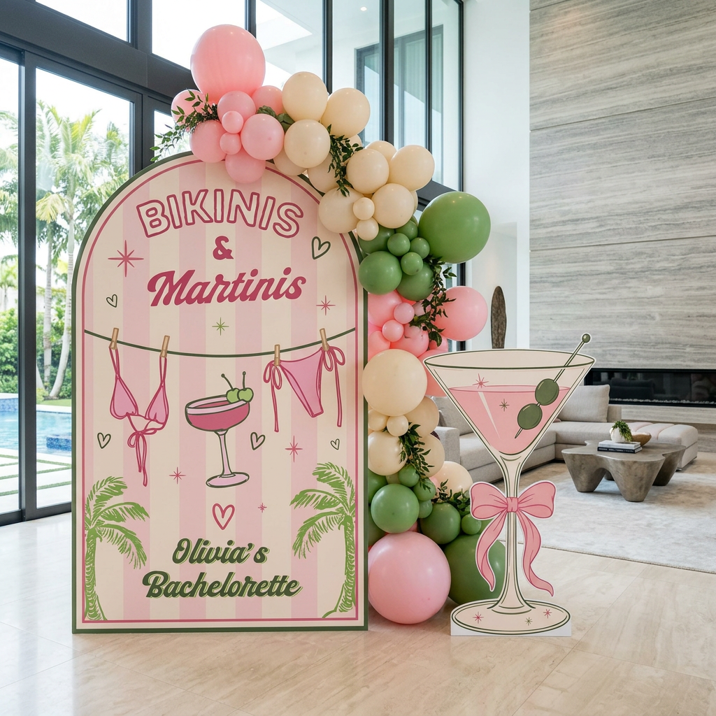 Bikinis and Martinis Bachelorette Party Backdrop Set - display 3