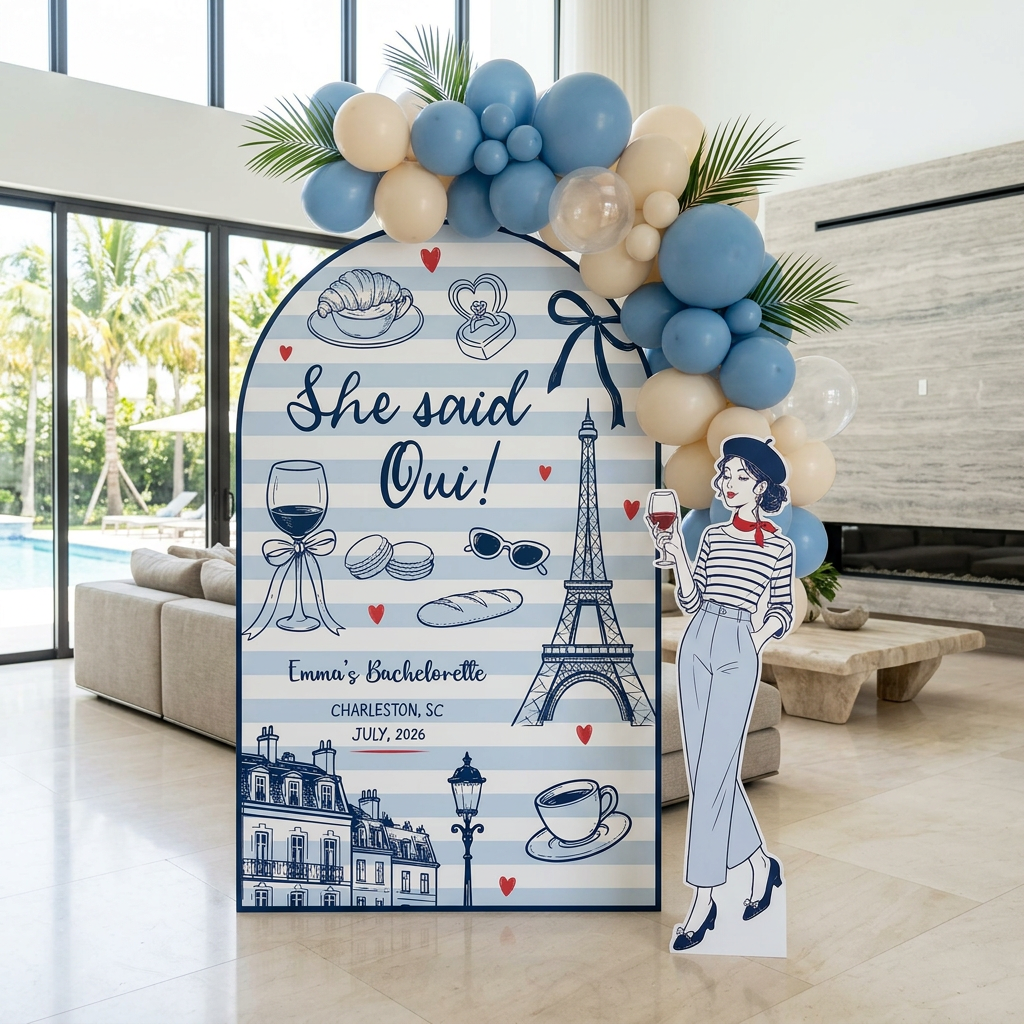 She Said Oui Paris Bachelorette Party Backdrop Set - display 3