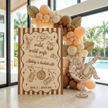 Wild Wild Wife Cowgirl Bachelorette Party Backdrop Set - display 3